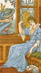 「Since First I Saw Your Face」、「Pan-Pipes」からの歌のイラスト、古歌の本、新しくアレンジされテオの伴奏付き。 Marzials、George Routledge und Sons、1884年にロンドンで発行された（